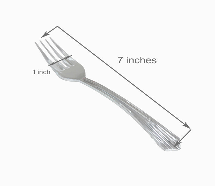 Disposable Plastic Fork - Silver