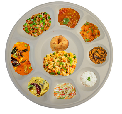 9 Compartment Biodegradable Party Thali Plates