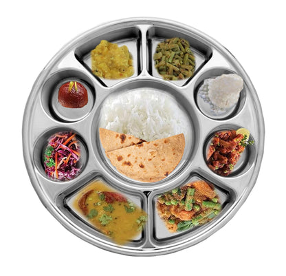 9 Compartment Silver Color Disposable Party Thali Plates