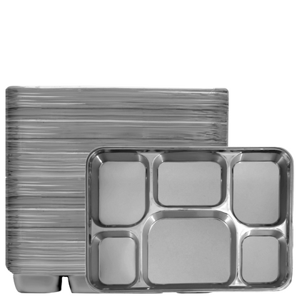 6 Compartment Silver Color Disposable Party Thali Plates